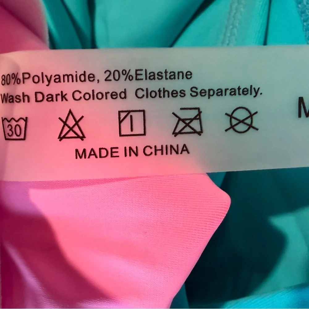 Girls Size M Teal, blue and pink‎ Swimwear One piece with shorts NEW